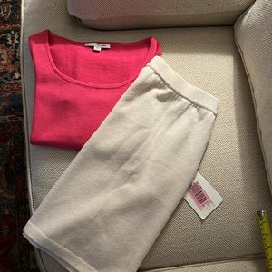 NWT St John winter white knit skirt sz6 and top (no tags)